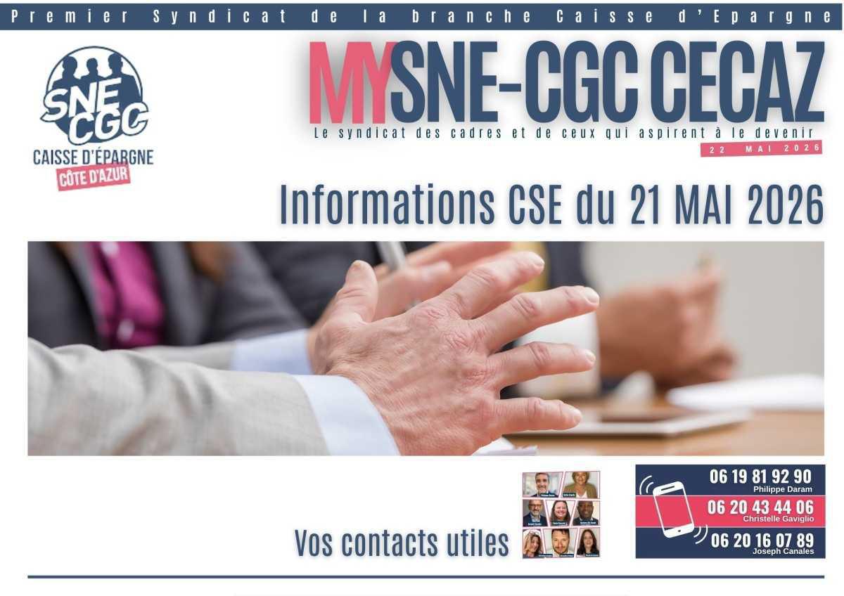 INFOS CSE du 21 Mai 2026