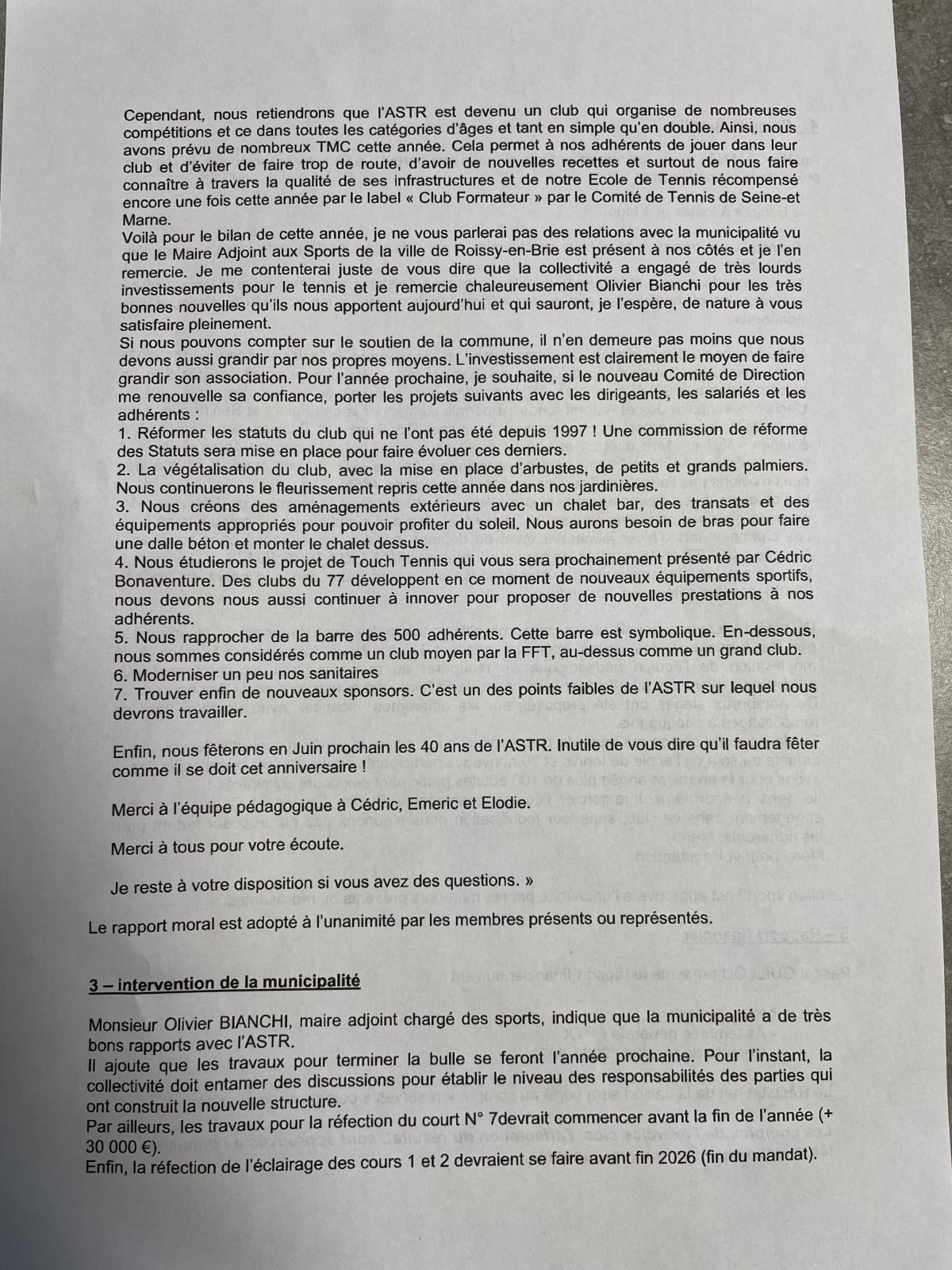 Assemblée Générale Ordinaire du Samedi 03 Décembre
