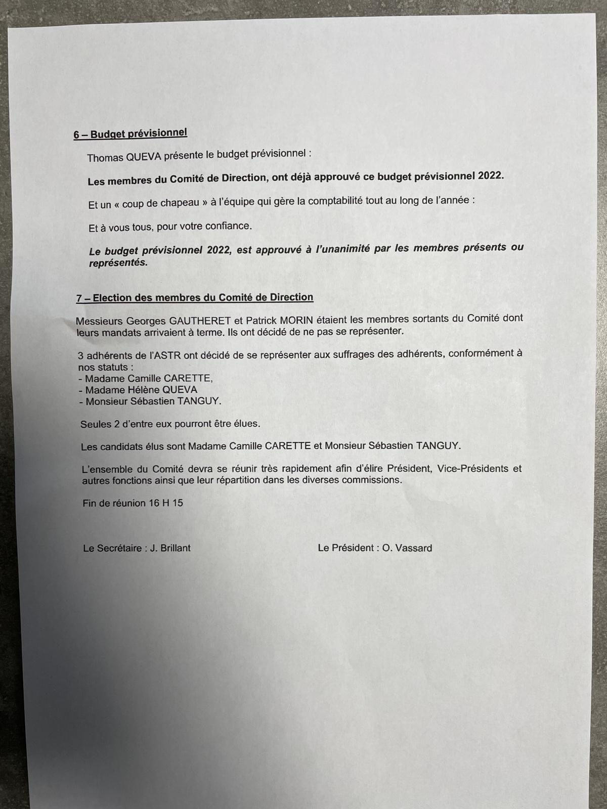 Assemblée Générale Ordinaire du Samedi 03 Décembre