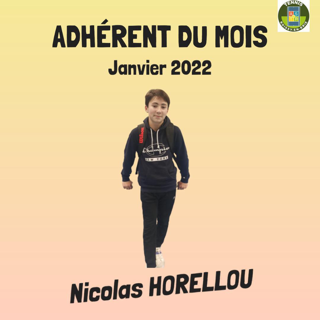 Adhérent du mois Janvier 2022
