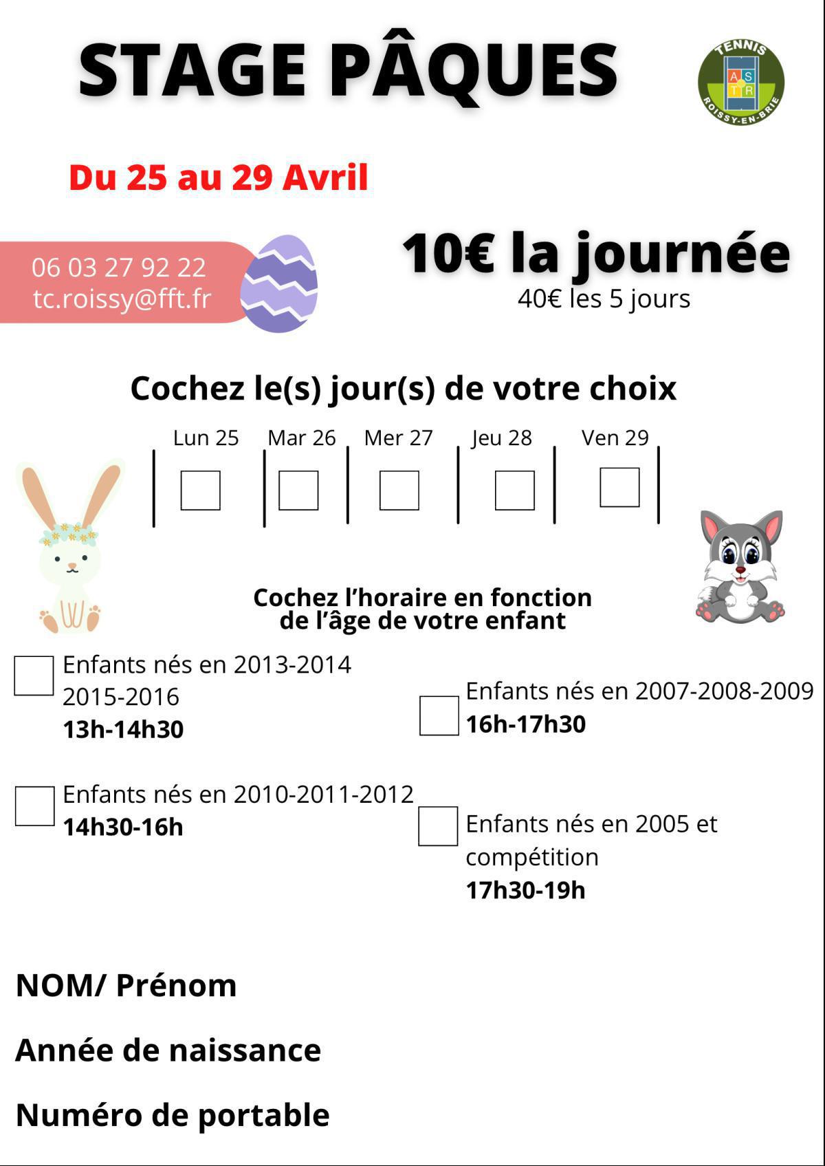 Stage Pâques jeunes