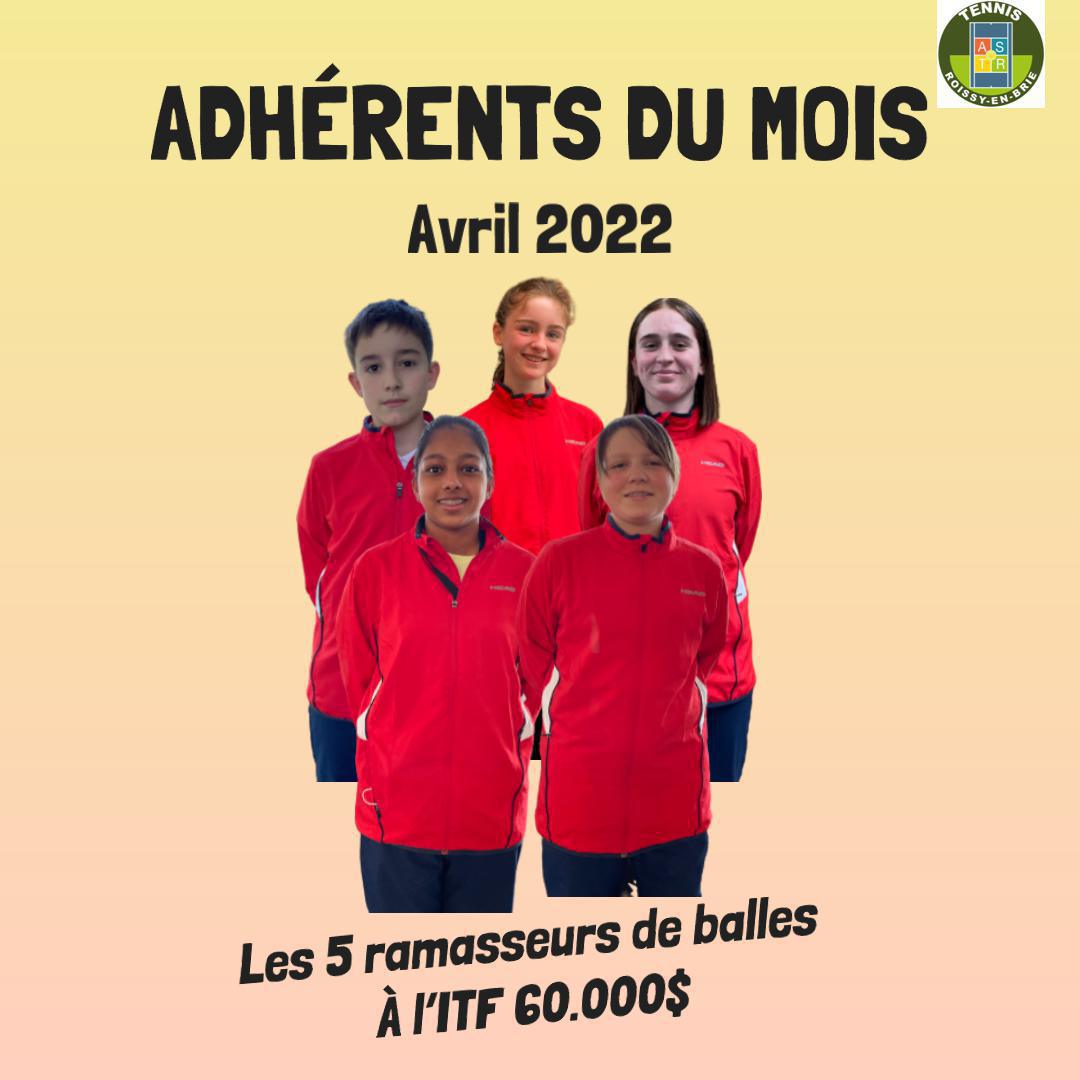 Adhérent du mois Avril 2022