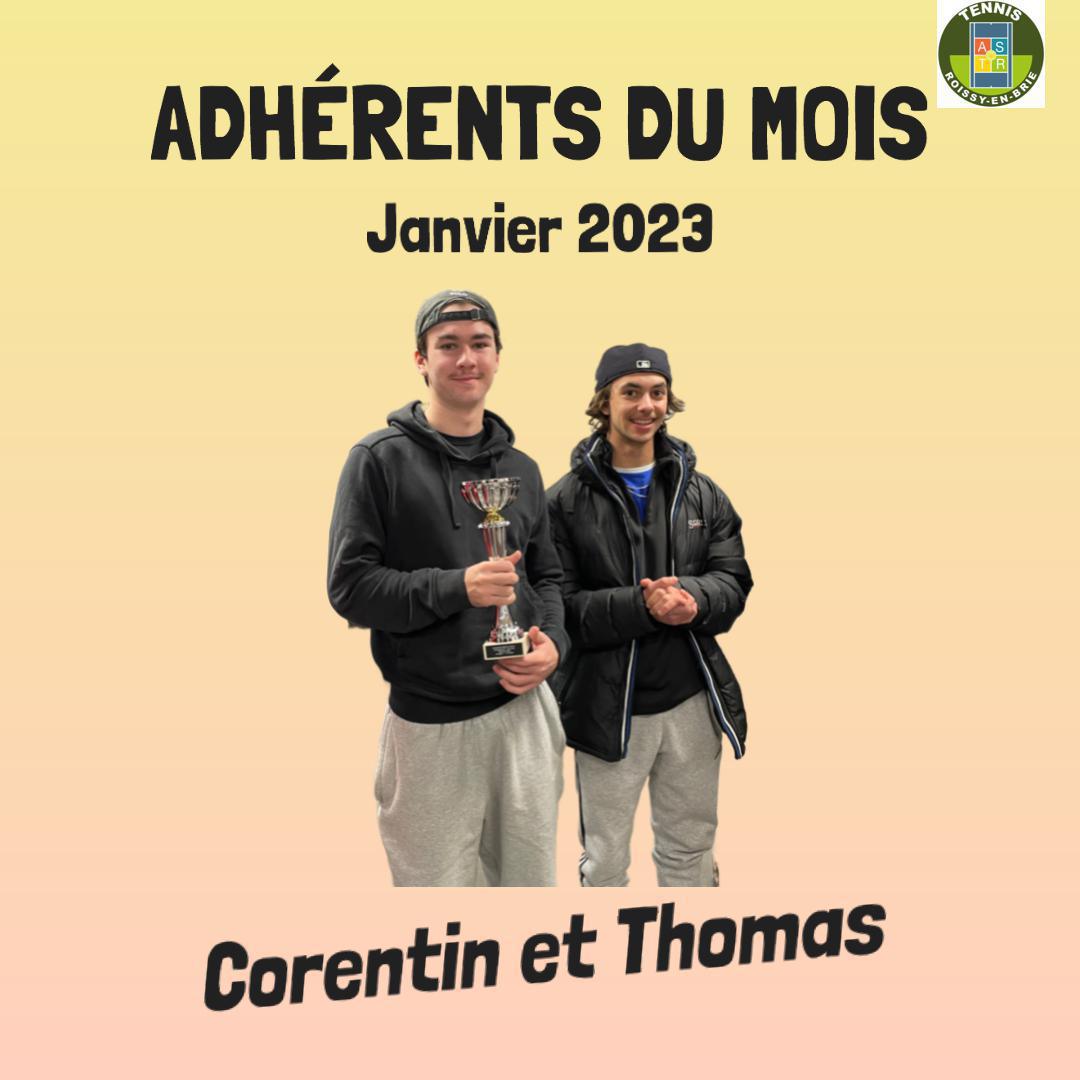 Adhérents du mois Janvier 2023