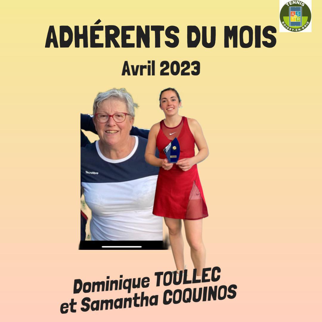 Adhérents du mois Avril 2023