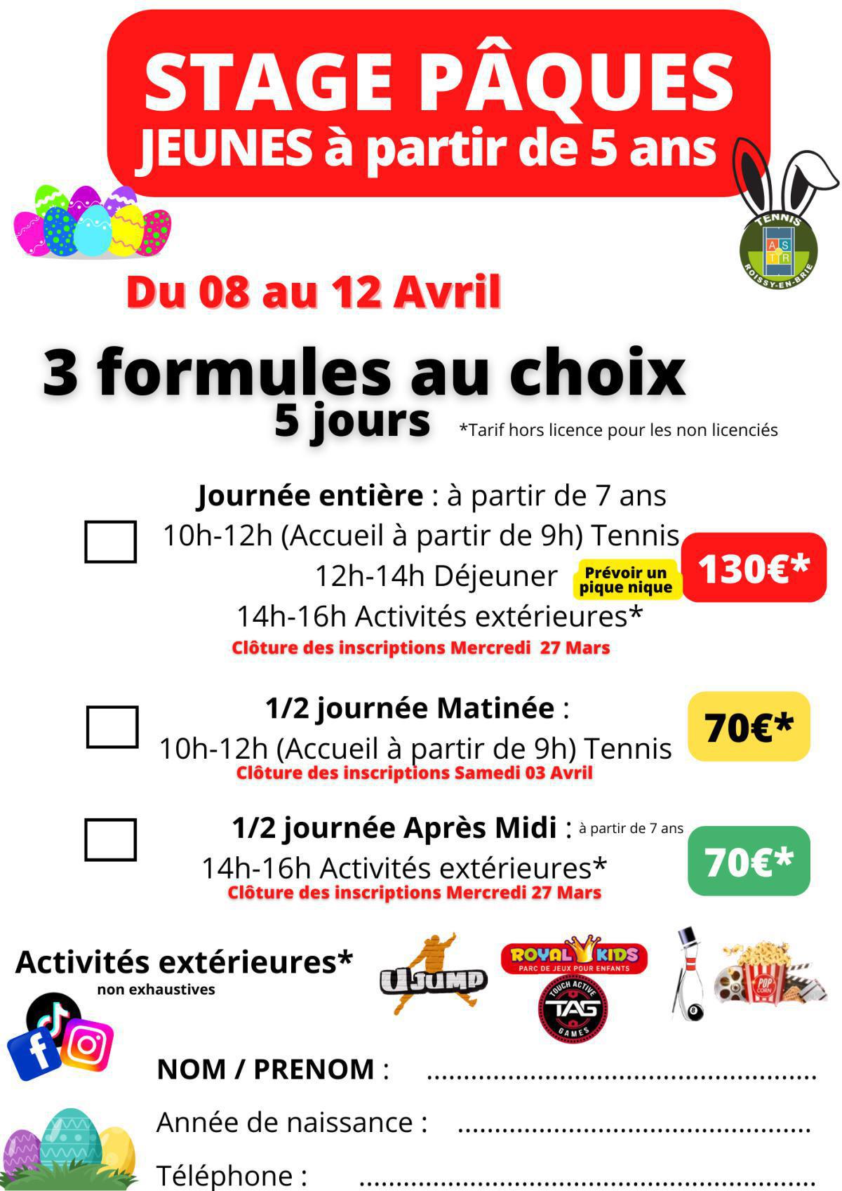 Stage de Pâques