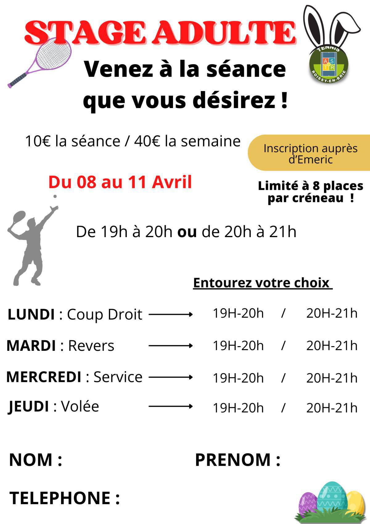 Stage de Pâques
