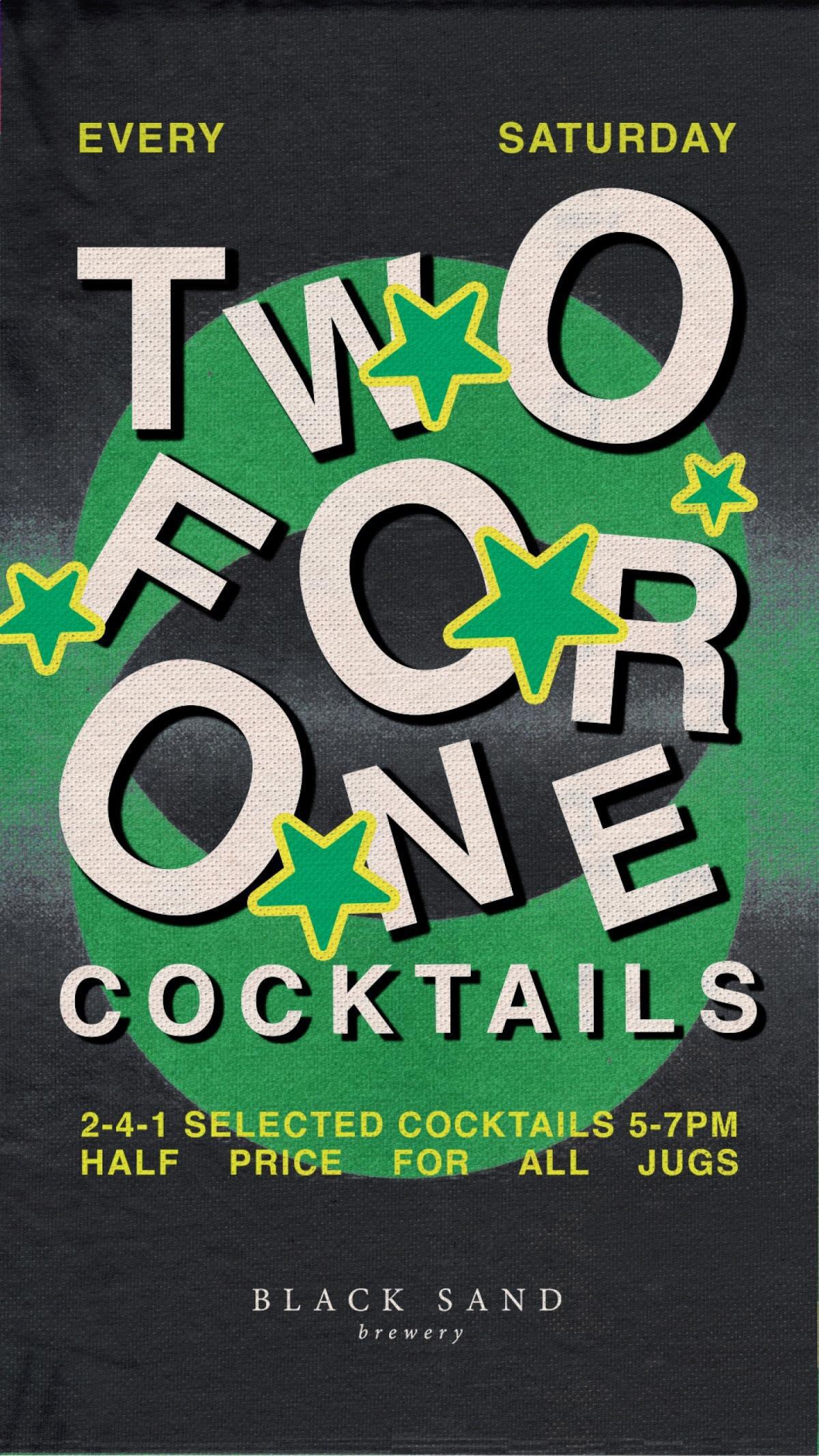 2-4-1 Cocktails at Black Sand Brewery Saturday Happy Hours 5-7pm