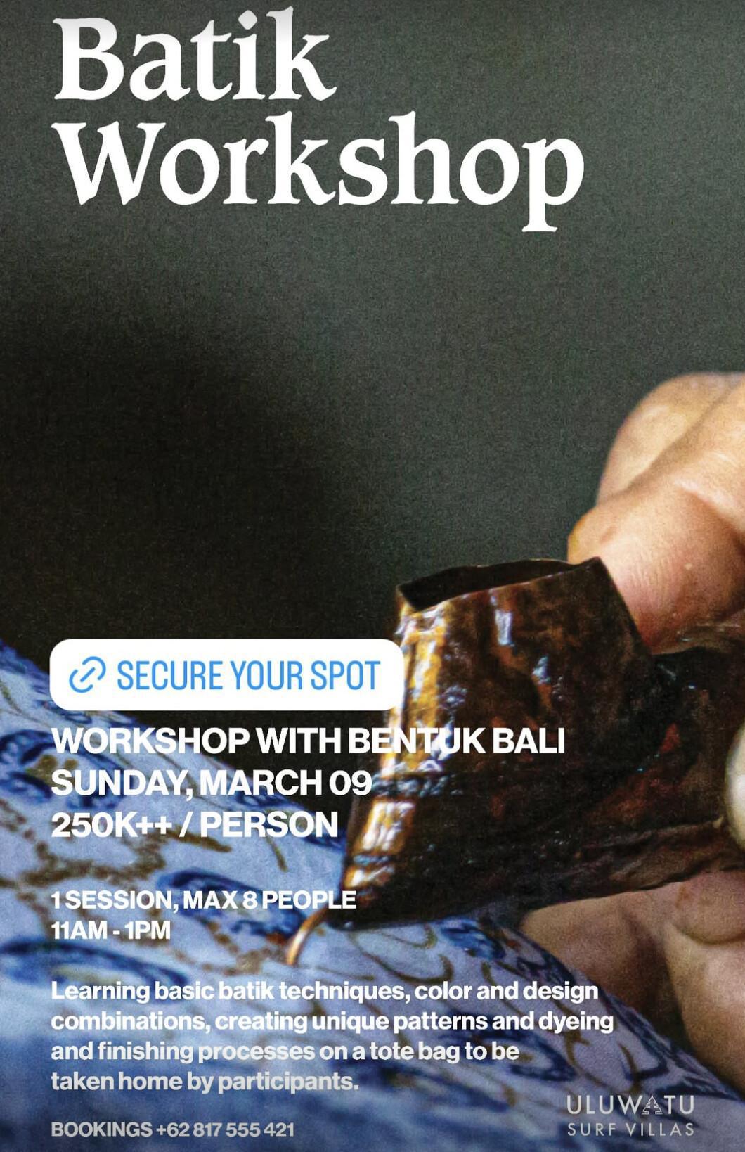 Batik Workshop at Mana Uluwatu