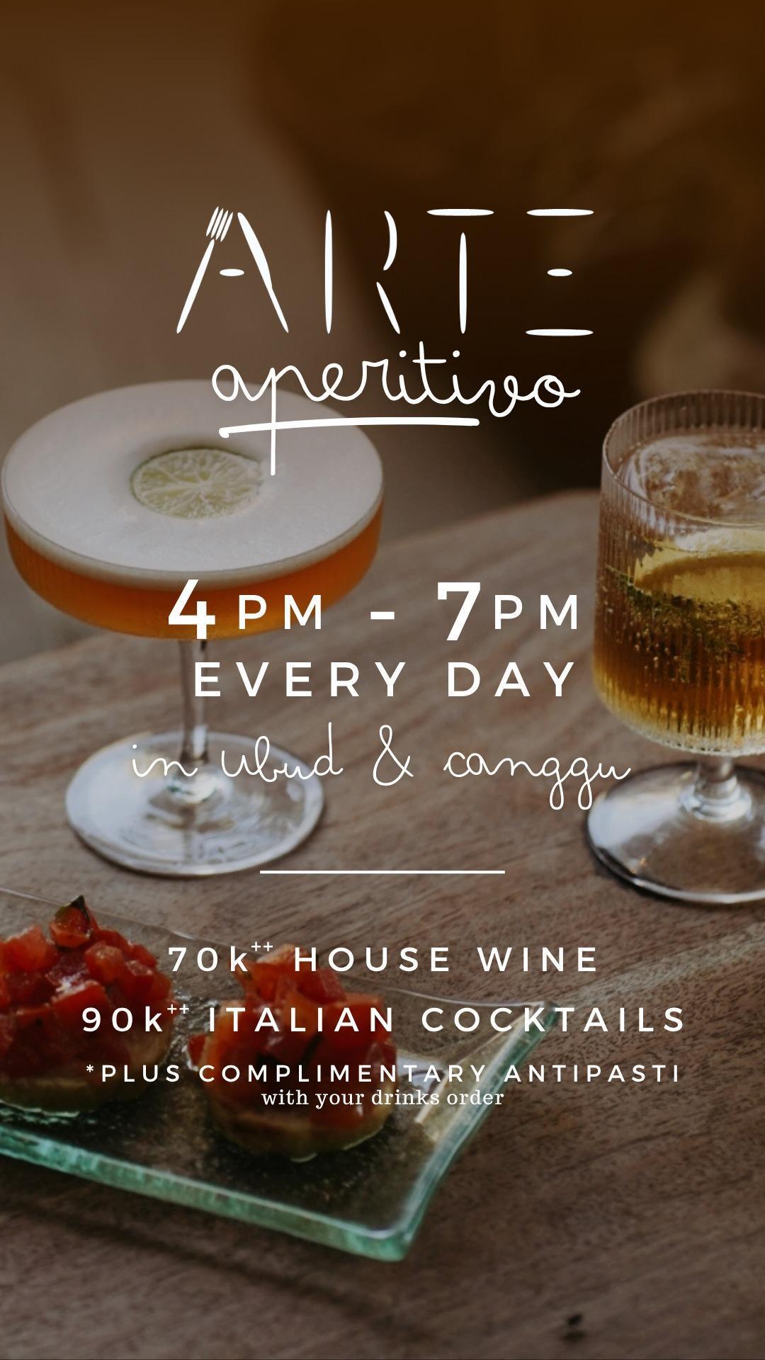 Arte Aperitivo at ARTE Canggu, 4-7pm daily