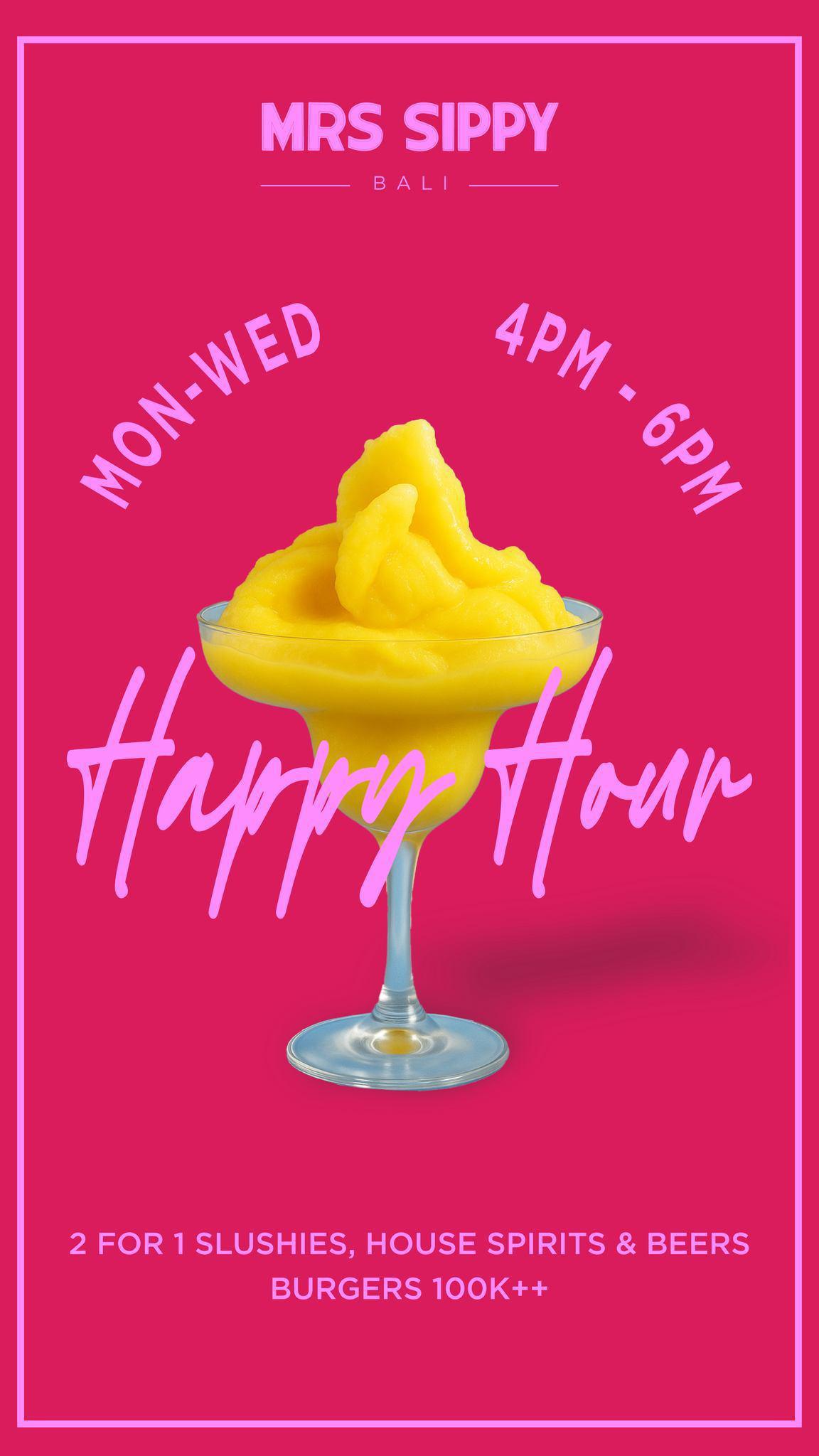 Happy Hour at Mrs Sippy Bali, Mon-Weds, 4-6pm