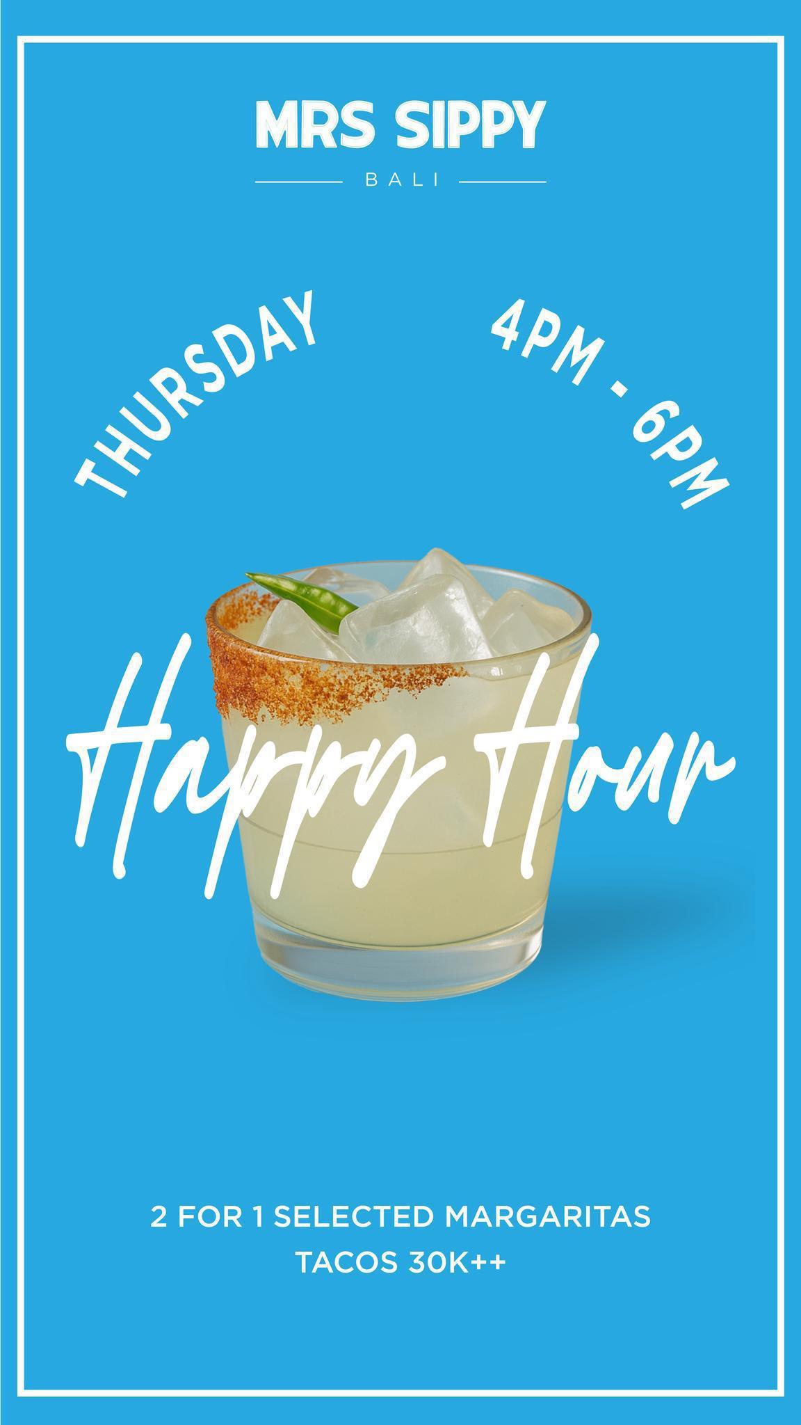 Thursday Happy Hour at Mrs Sippy Bali, 4-6pm