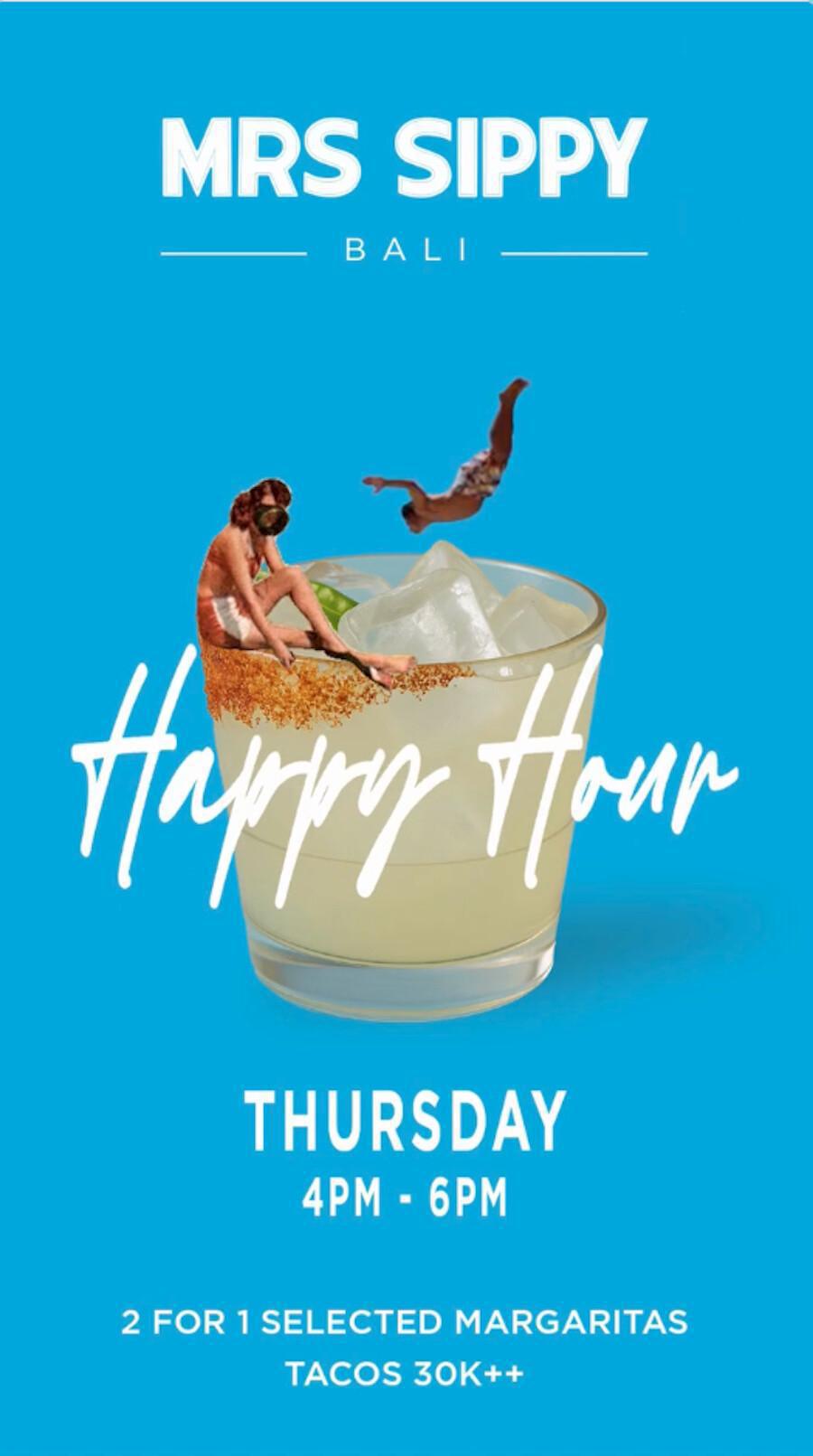 Thursday Happy Hour at Mrs Sippy Bali, 4-6pm
