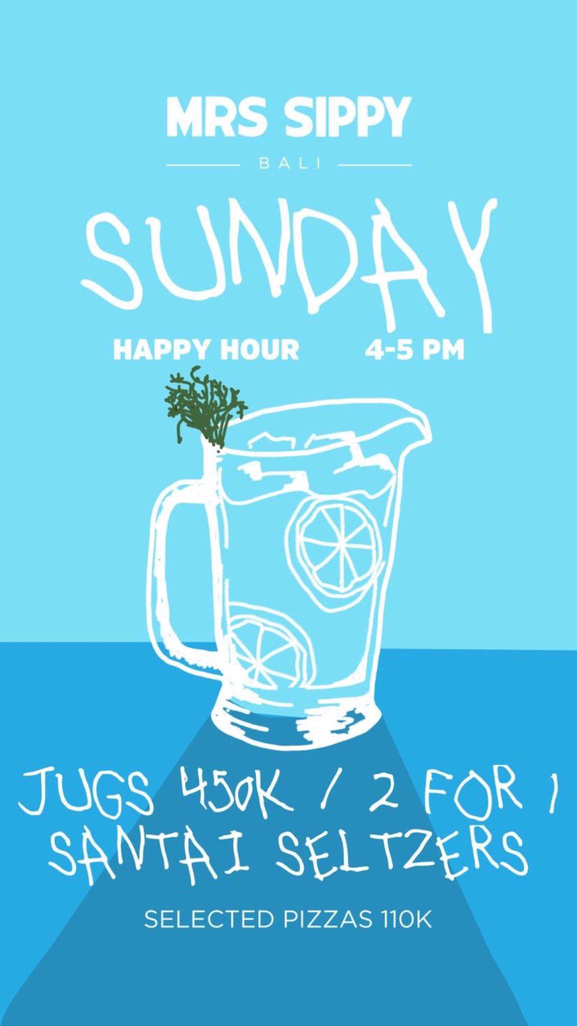 Sunday Happy Hour at Mrs Sippy Bali, 4-5pm