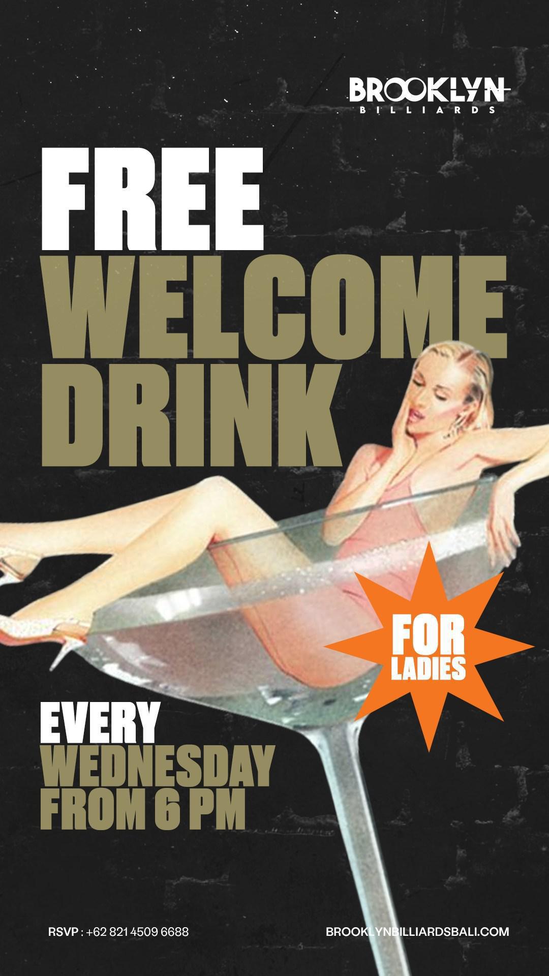 Free welcome drink at Brooklyn Billard Bali