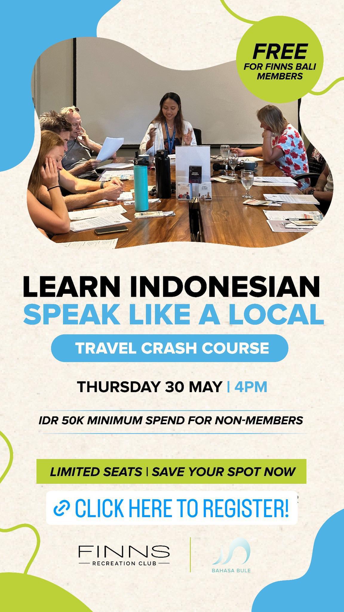 Learn Indonesian at FINNS Recreation Club Bali