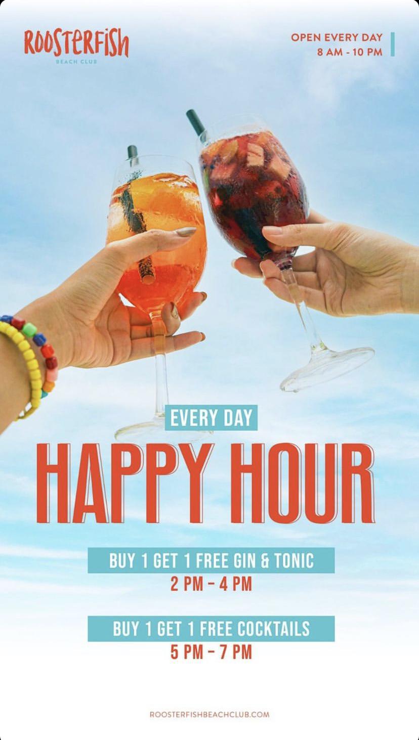 Happy Hour at RoosterFish Beach Club - 2pm to 7pm