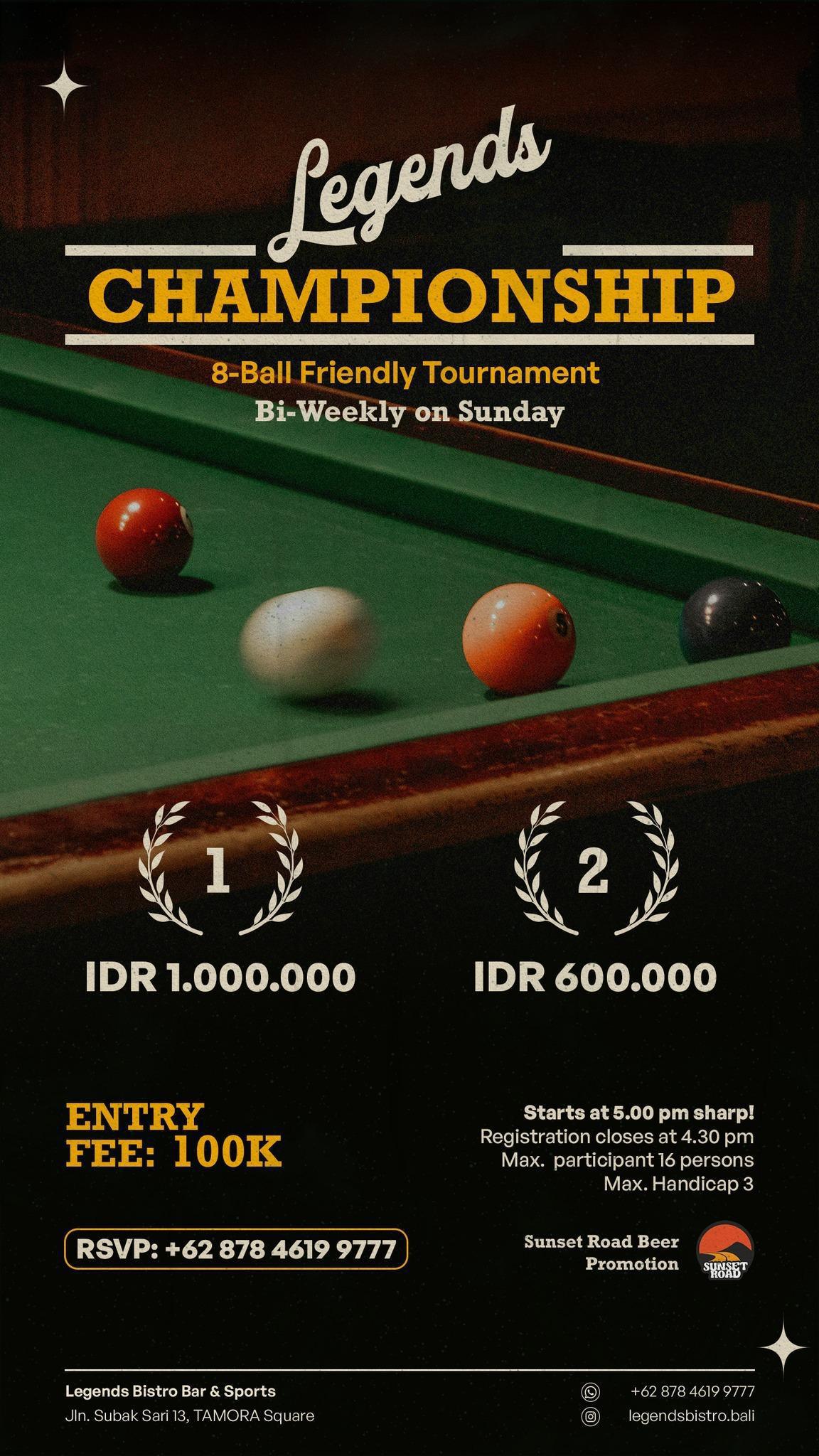 8 Ball Championship at Legends Bistro Bali
