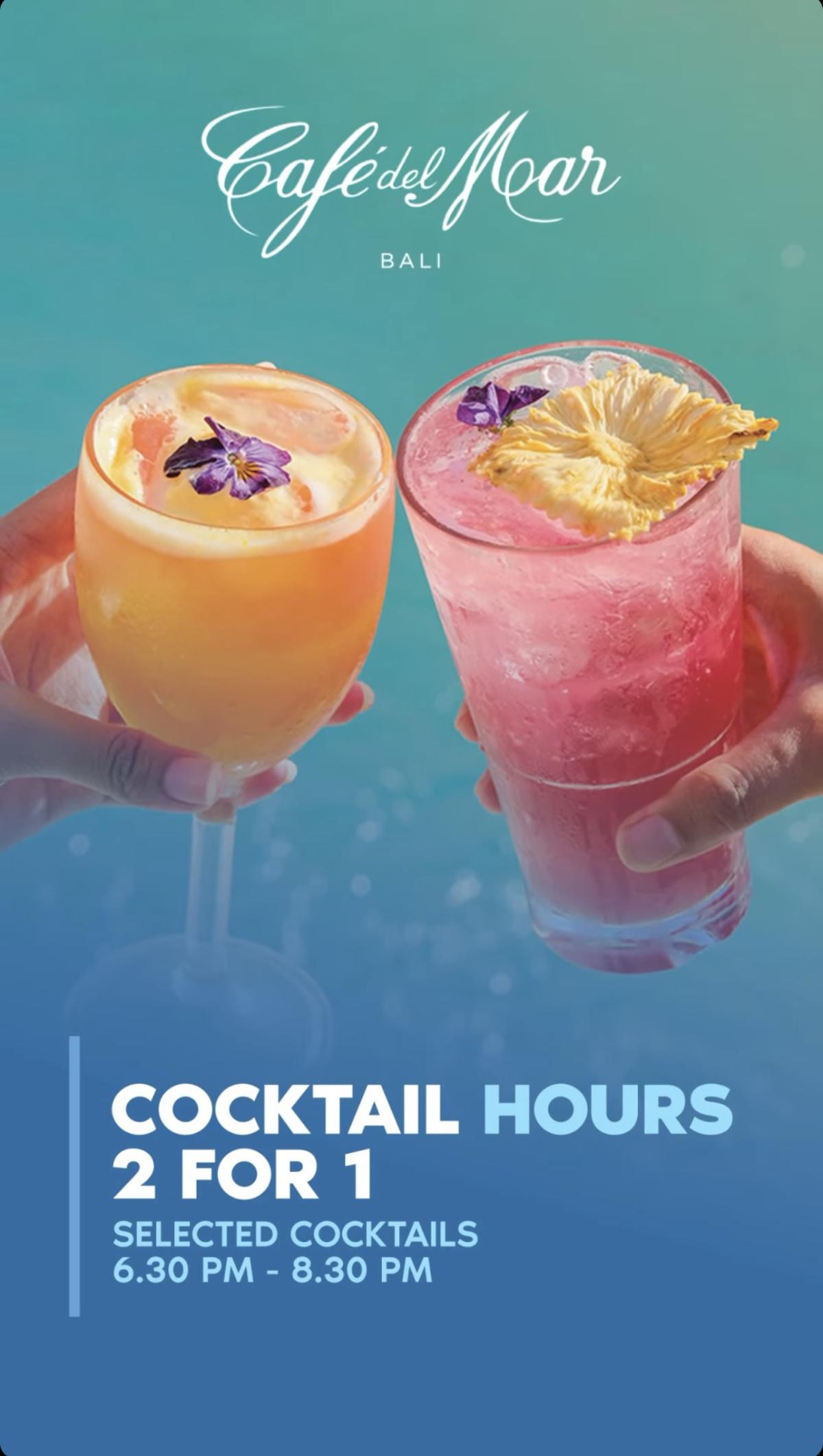 Cafe del Mar - Cocktails Hours 2 for 1 6:30 PM-8:30 PM