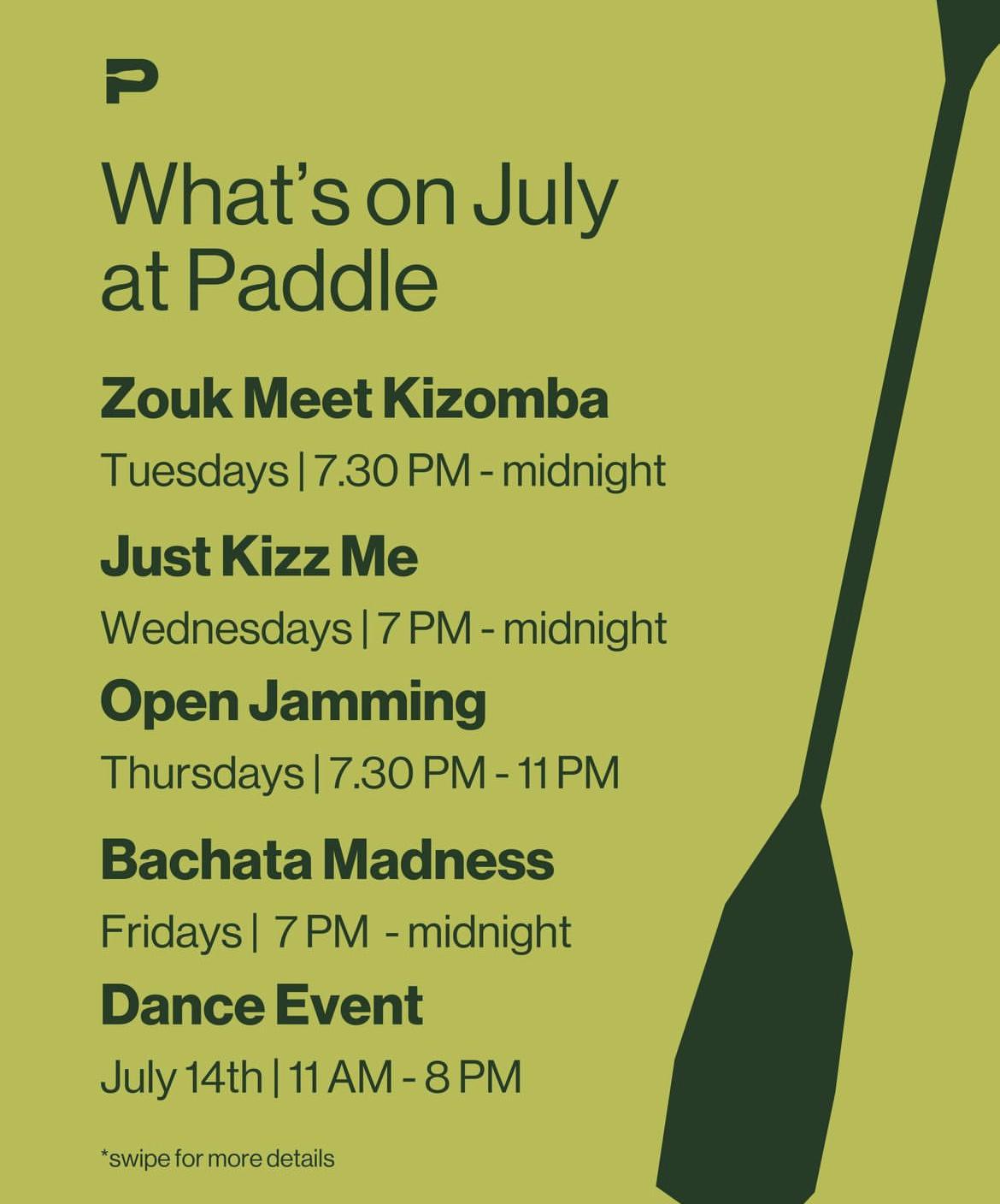 What's on July at Paddle Cafe & bar 