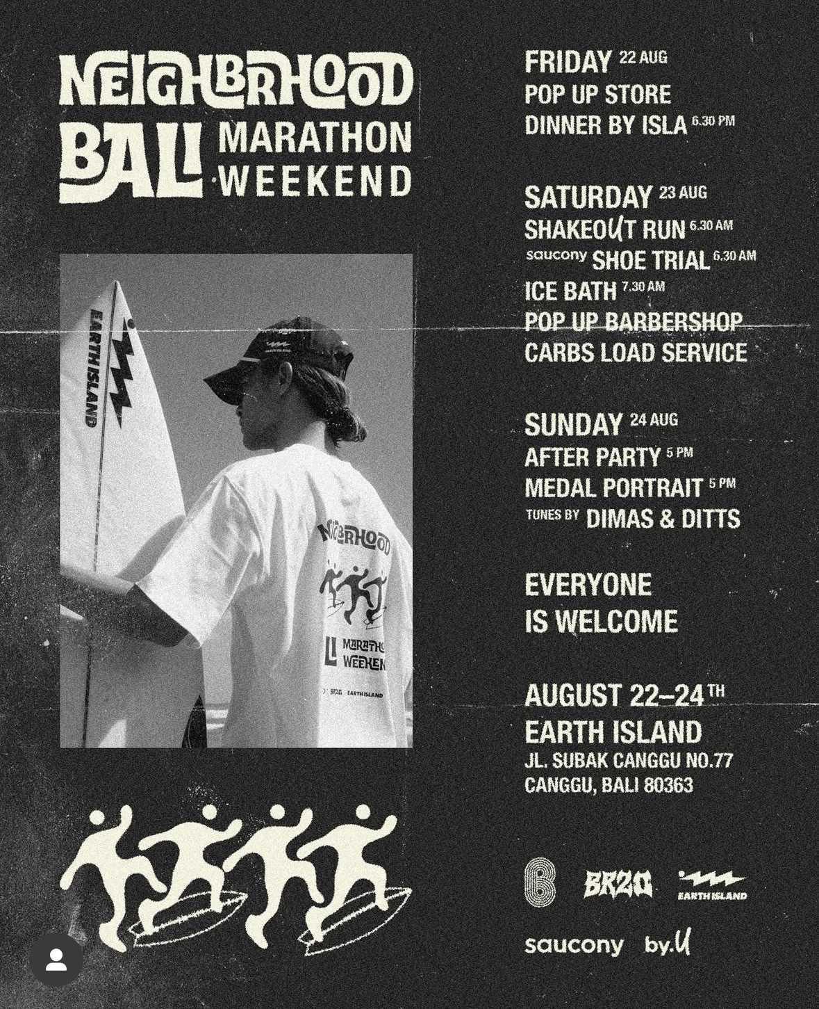 "Neighbrhood" Bali Marathon weekend at Earth Island Surf Centre