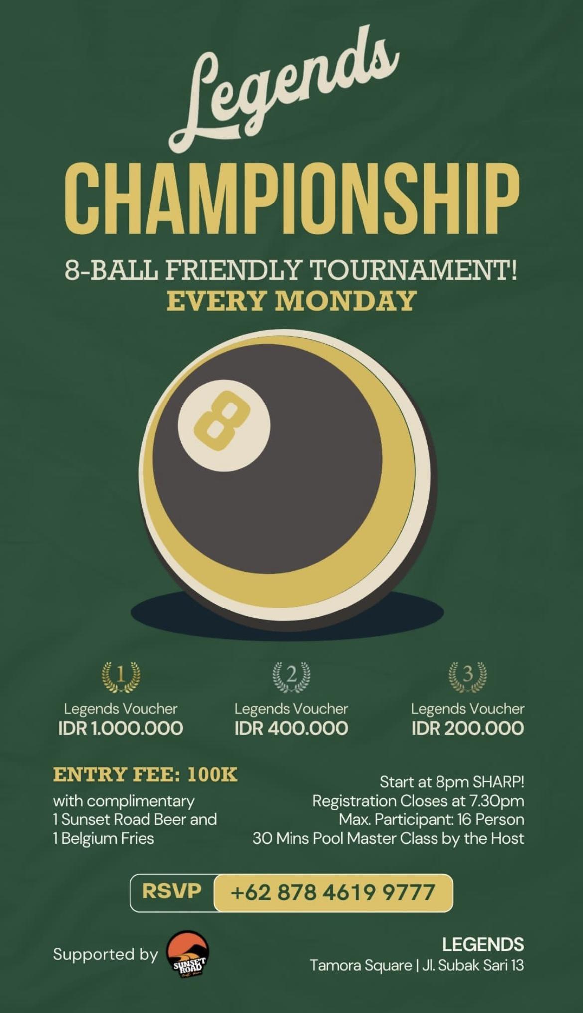 8 ball Tournament at Legends Bistro Bali