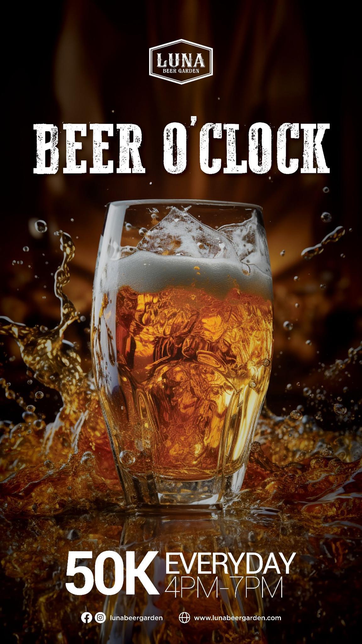 Beer O'Clock at Luna Beer Garden Every Day 4-7pm