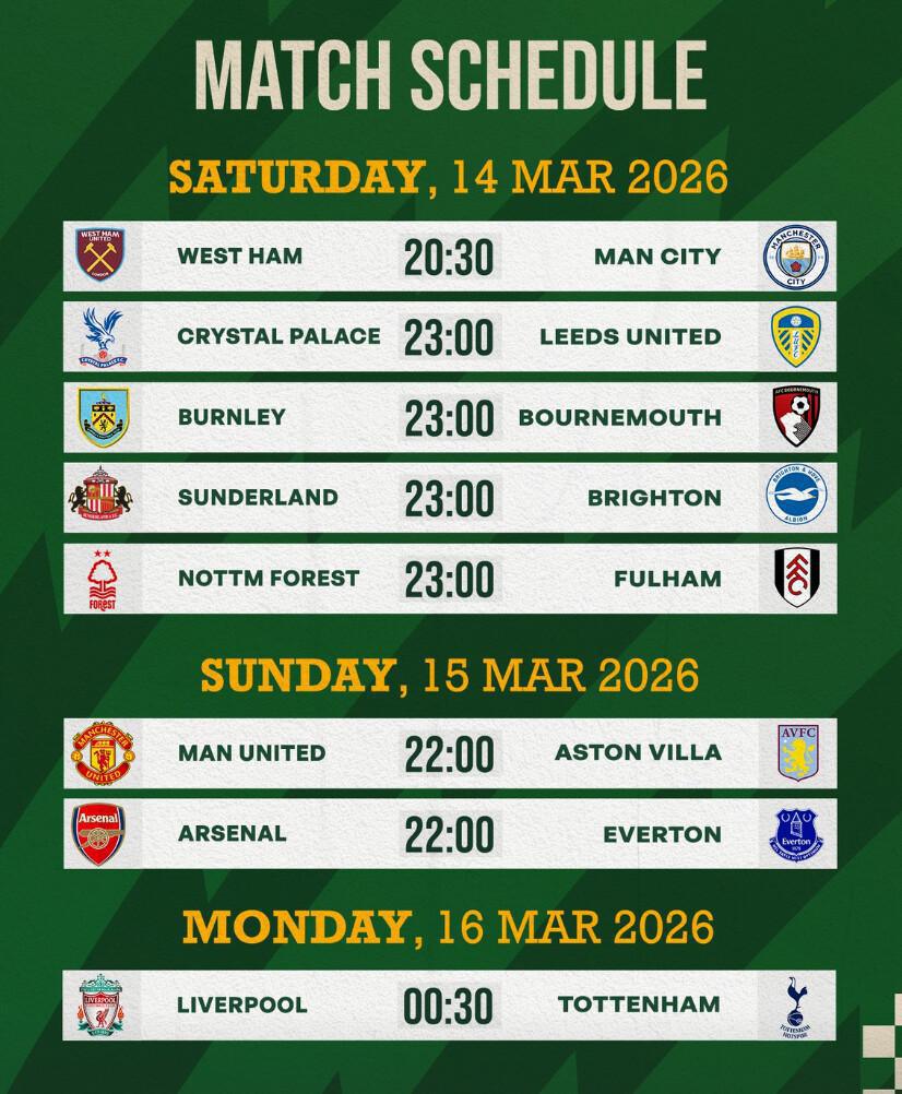 Match schedule at Legends Bistro Bali