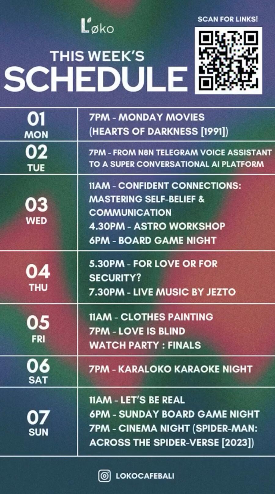 Weekly Events at Loko Cafe Bali