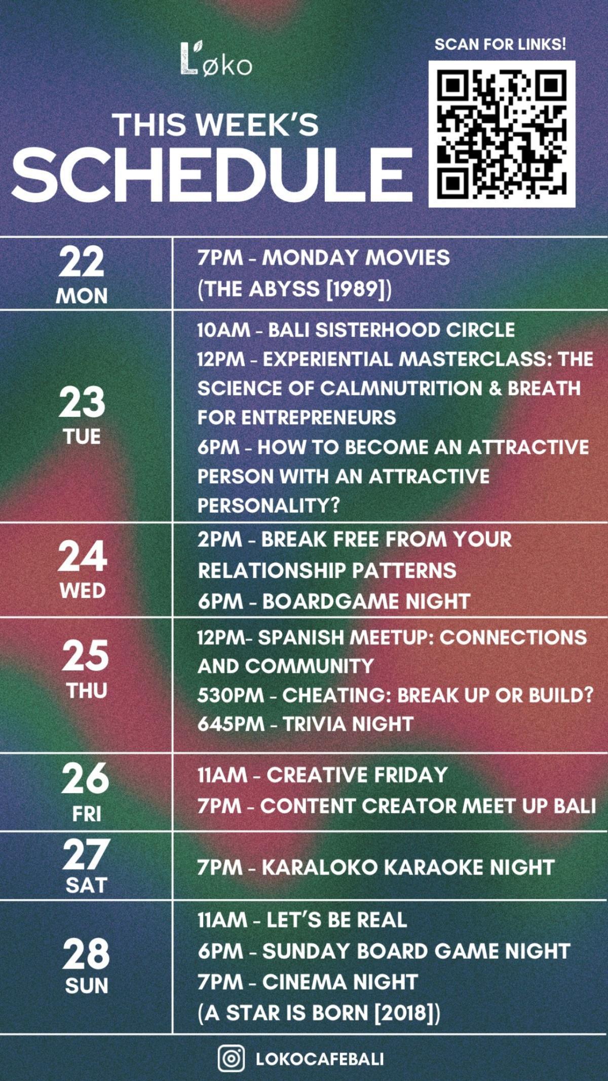 Weekly Events at Loko Cafe Bali