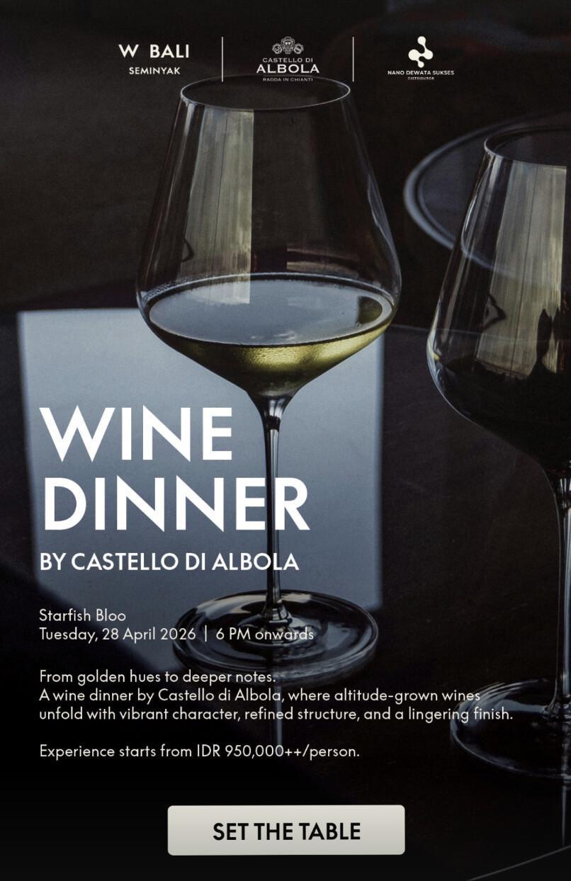 Wine dinner Bali at W Bali - Seminyak