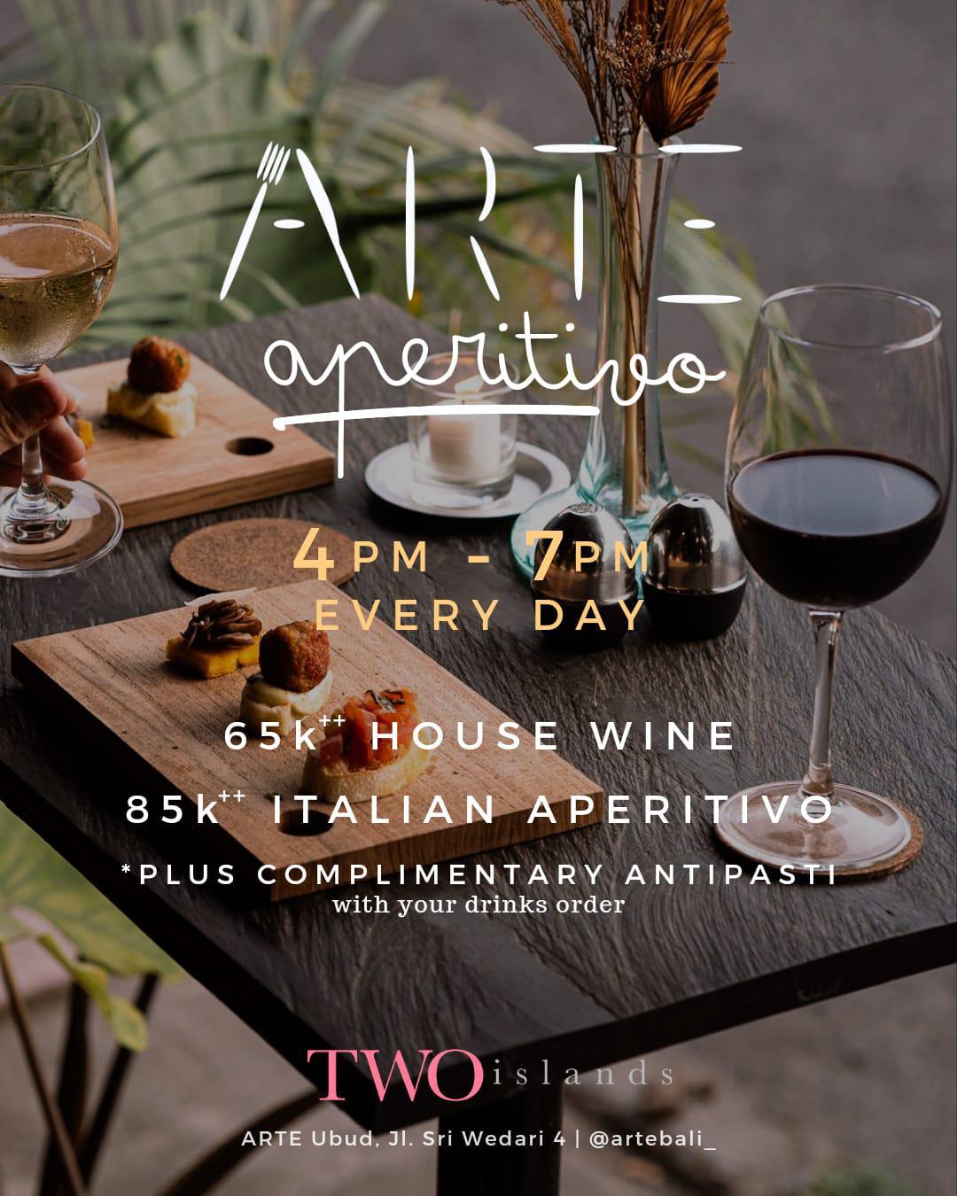 Arte Aperitivo Happy Hour at ARTE Ubud, everyday 4-7pm