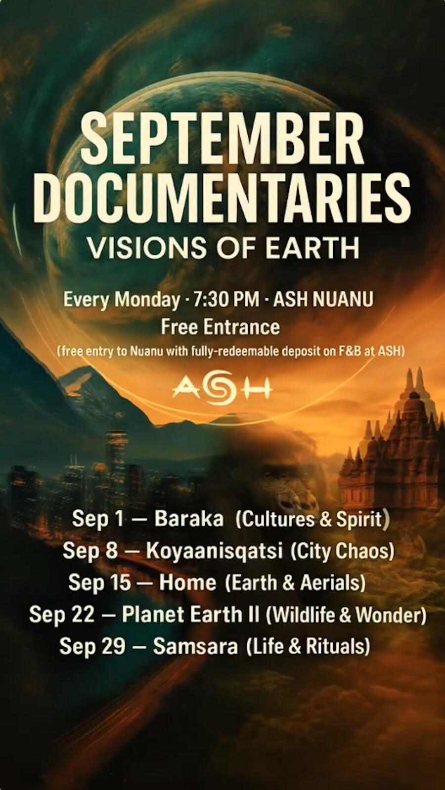 September Documentaries at Ash Nuanu