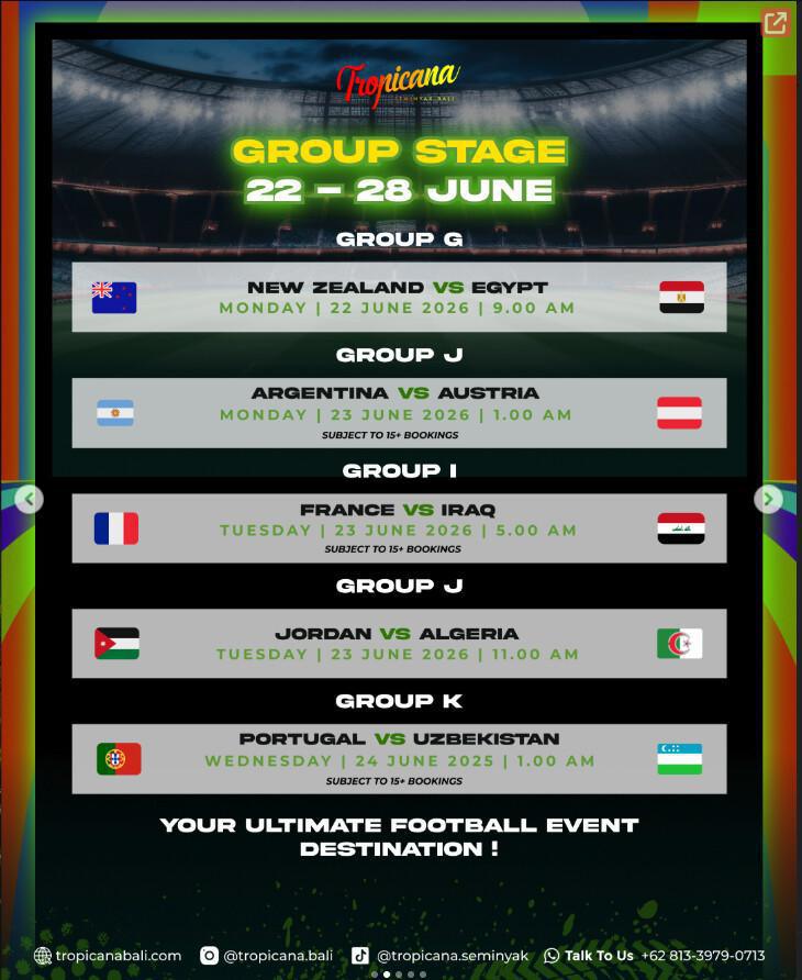 This Week, FIFA WORLD CUP 2026 at Tropicana Bali