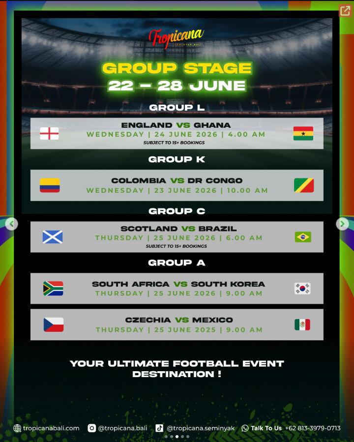 This Week, FIFA WORLD CUP 2026 at Tropicana Bali