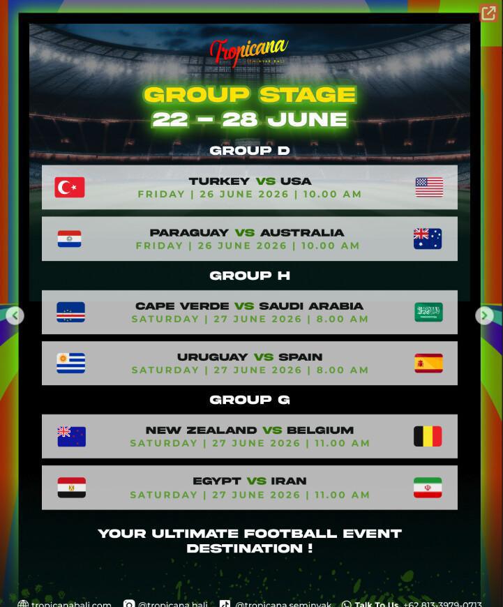 This Week, FIFA WORLD CUP 2026 at Tropicana Bali