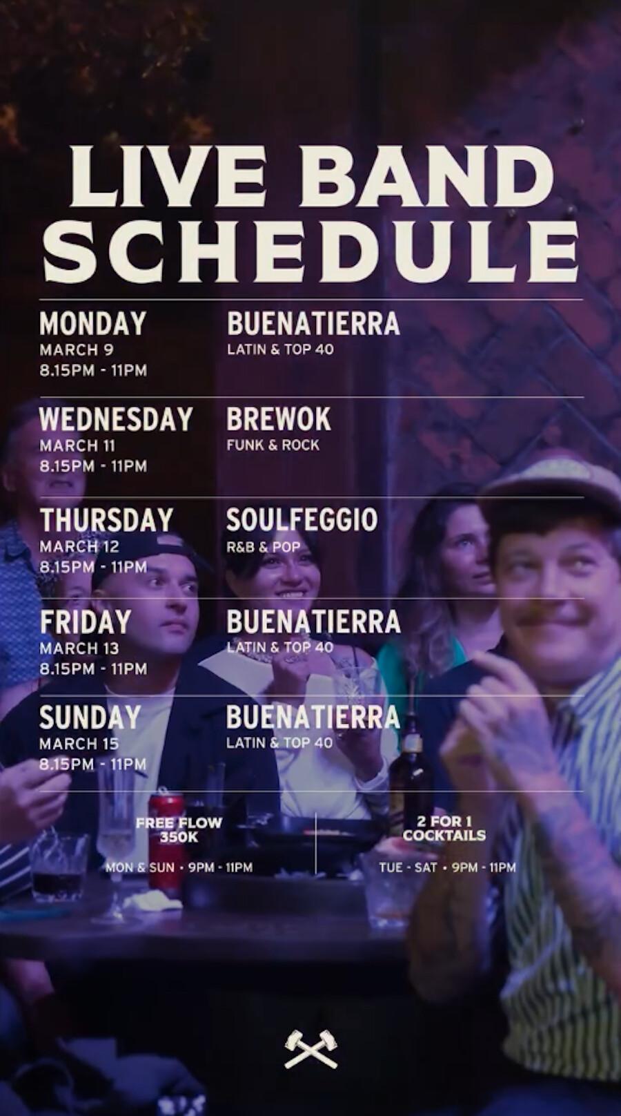 Live Band Schedule at The Iron Fairies Bali