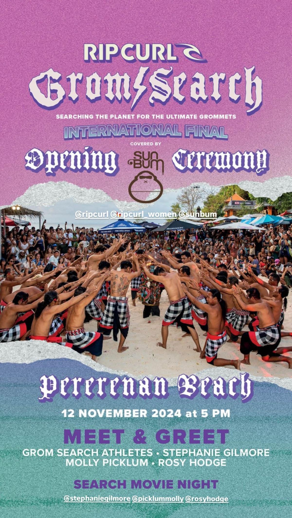Rip Curl International Grom Search Final Opening Ceremony at Pererenan Canggu