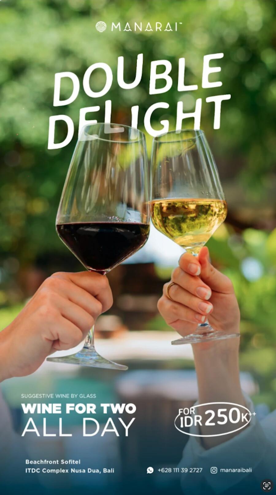 Happy Hour at Manarai Beach House 2 for 1 daily 