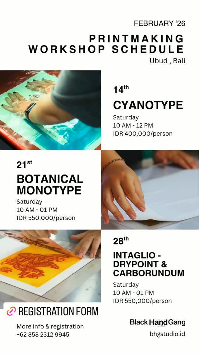 February Workshop Schedule at Black Hand Gang ID