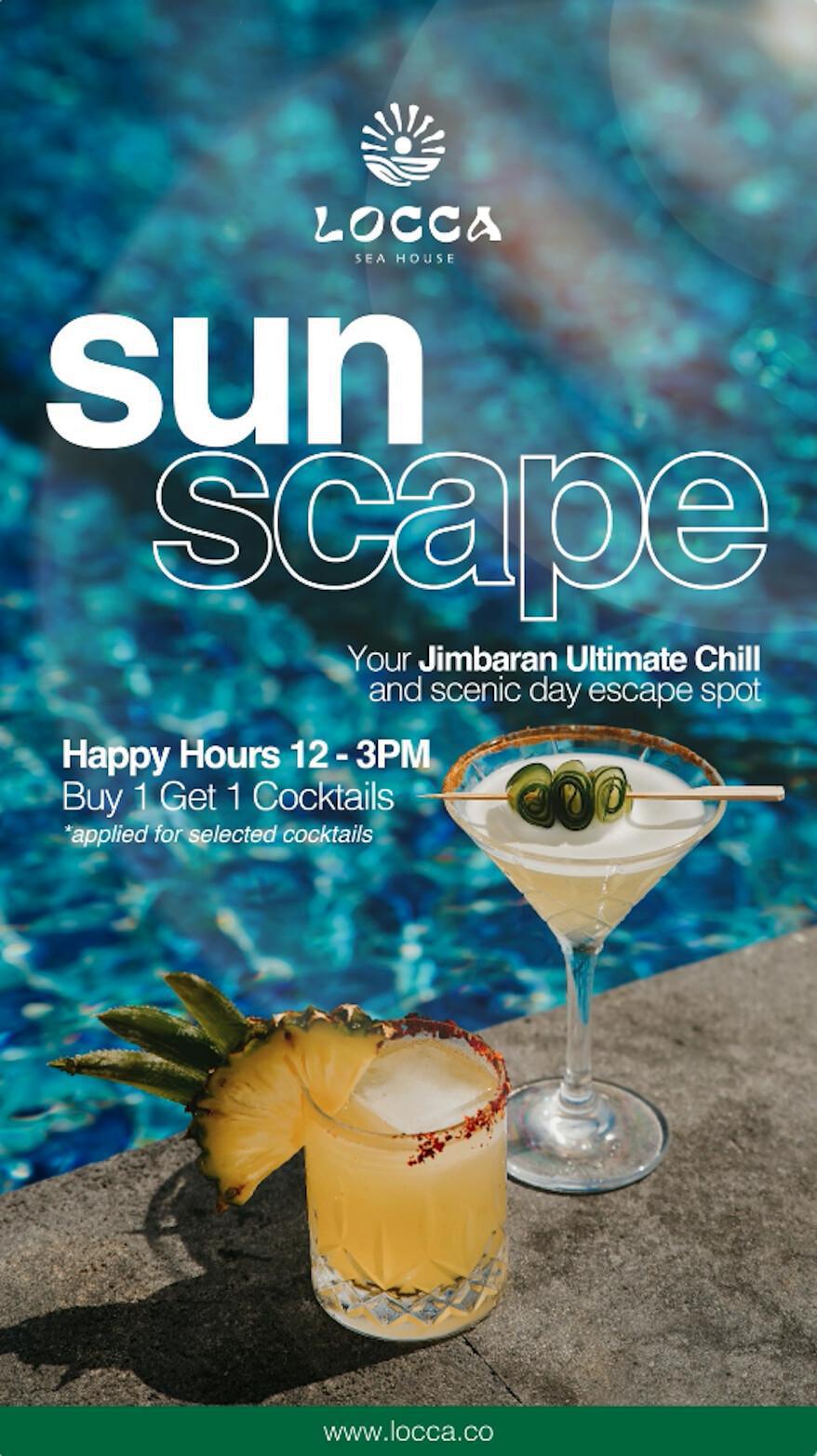 Happy Hours at Locca Sea House Bali, 12-3pm daily.