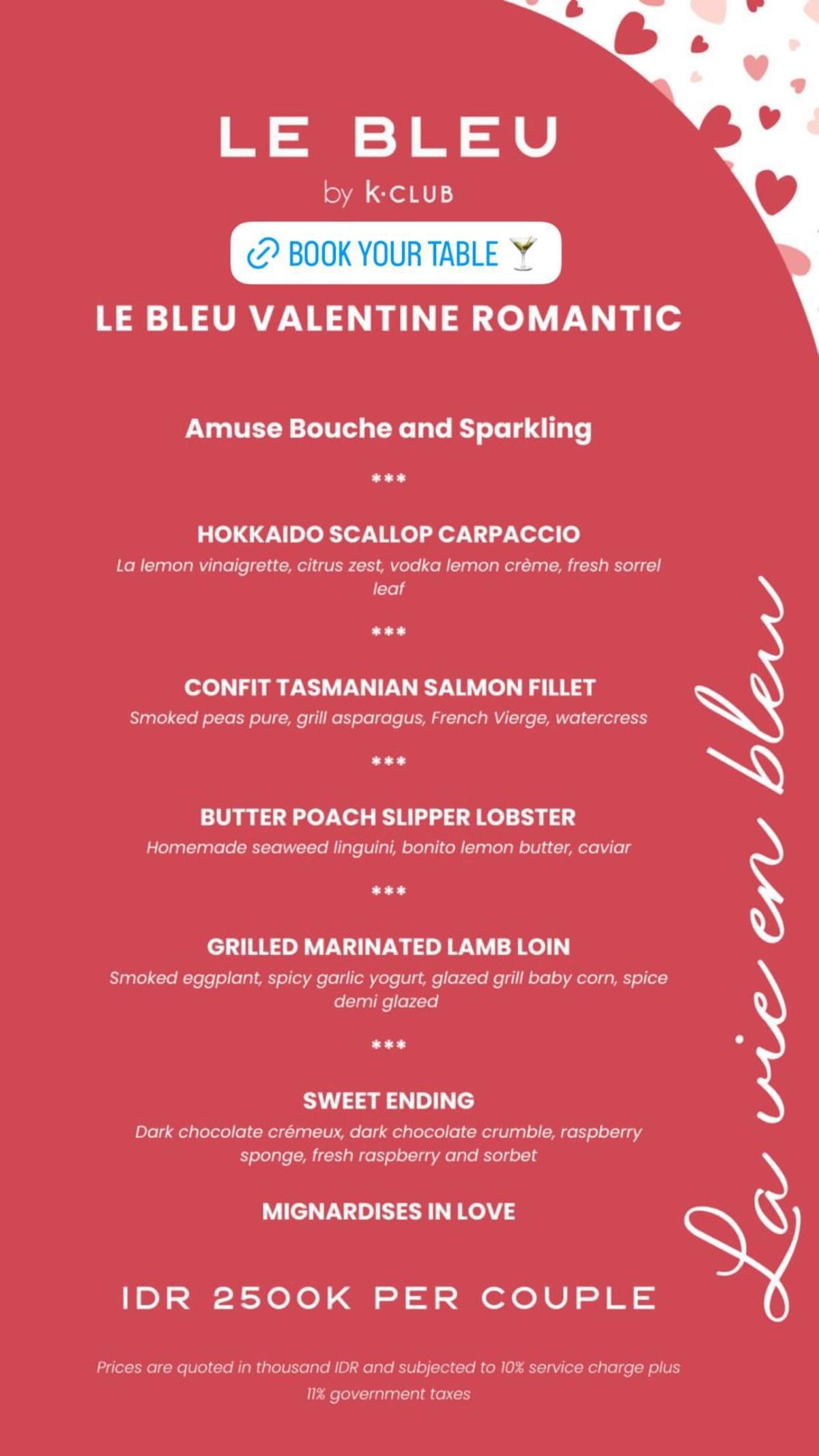 Valentine Romantic at Le Bleu by K Club