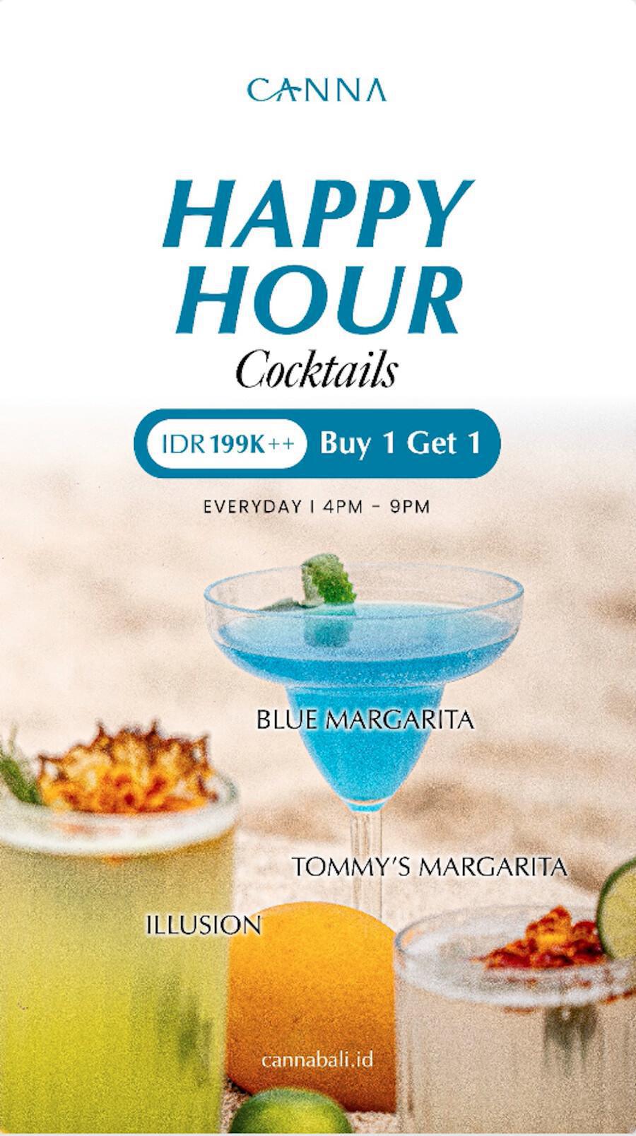 Happy hour at Canna Bali Daily 4-9pm