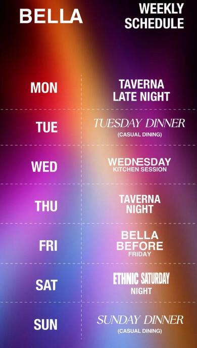 Weekly Schedule at BELLA Canggu