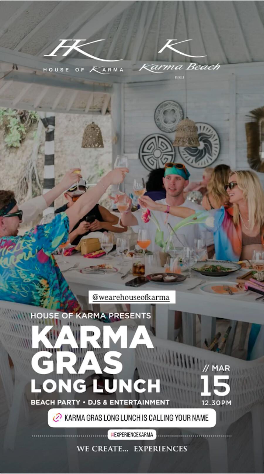 Karma Gras Long Lunch at Karma Beach Club