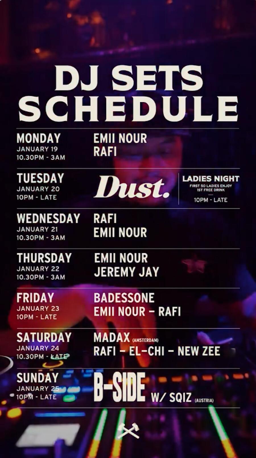 DJ Sets Schedule at The Iron Fairies Bali