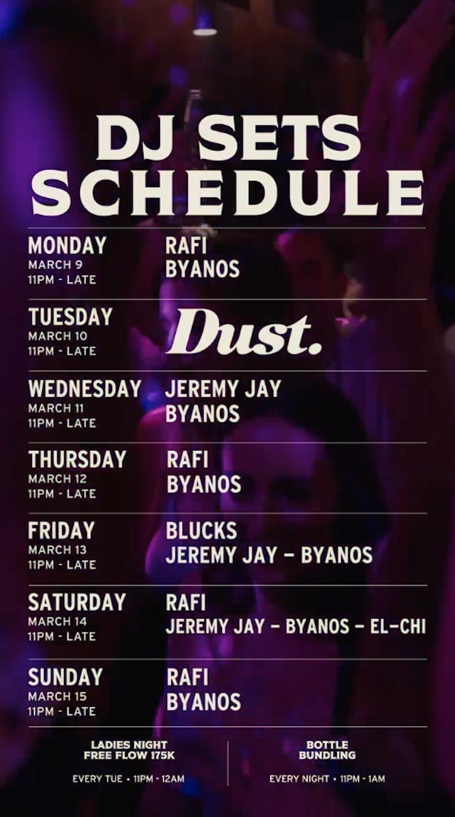 DJ Sets Schedule at The Iron Fairies Bali