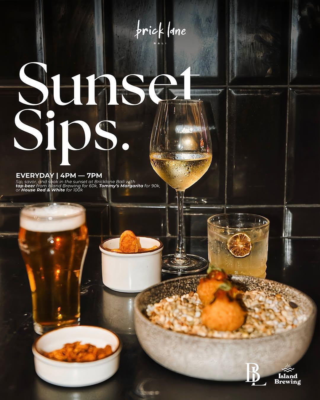 Sunset Sips Happy Hour at Brick Lane 4-7pm daily