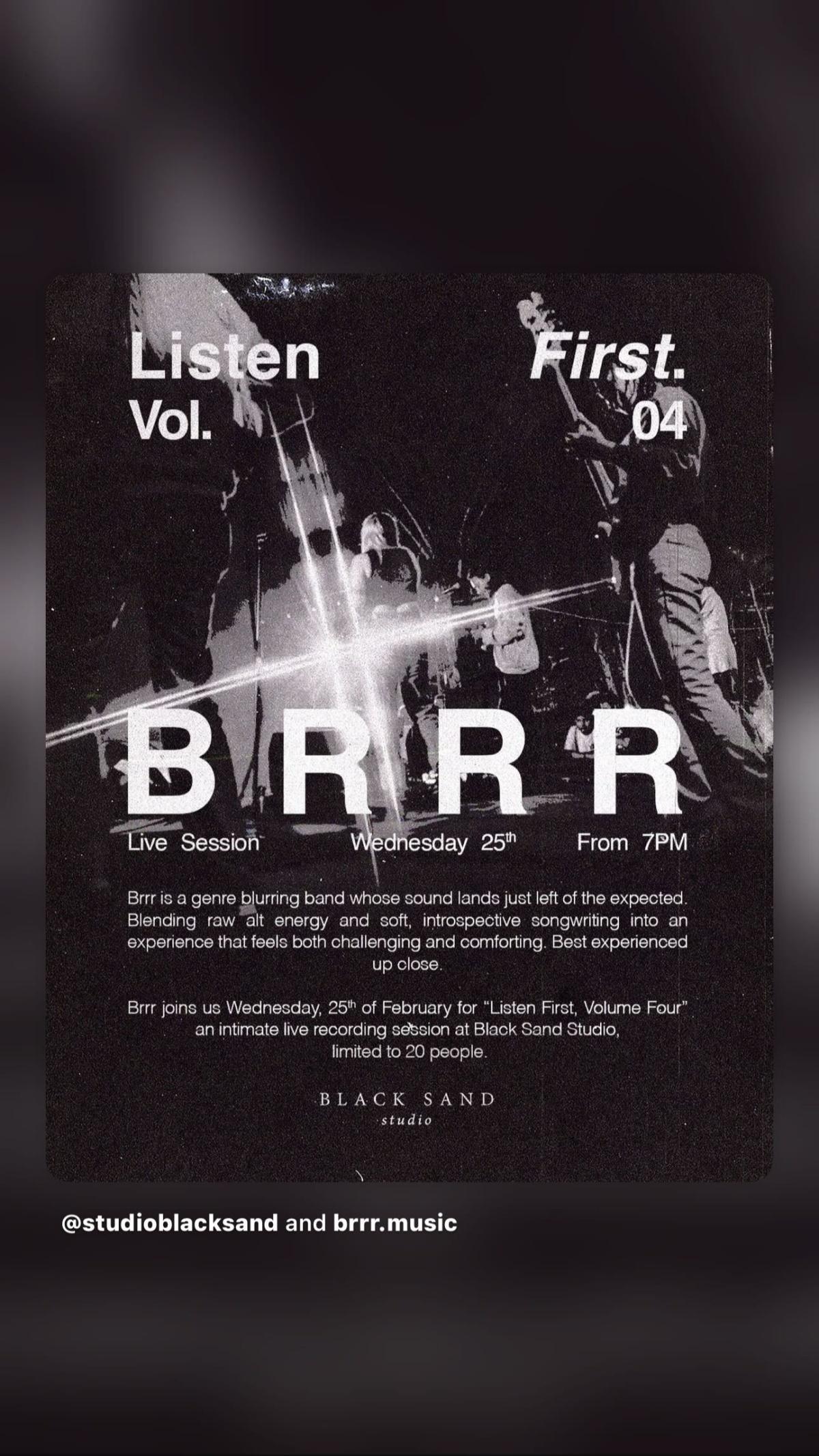 Listen First Vol. 4 in Studio Blacksand at Black Sand Brewery 
