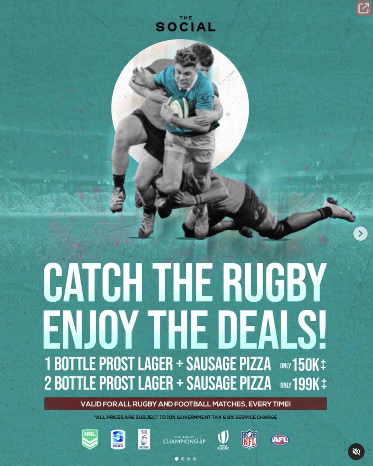 Catch the Rugby at The Social Seminyak
