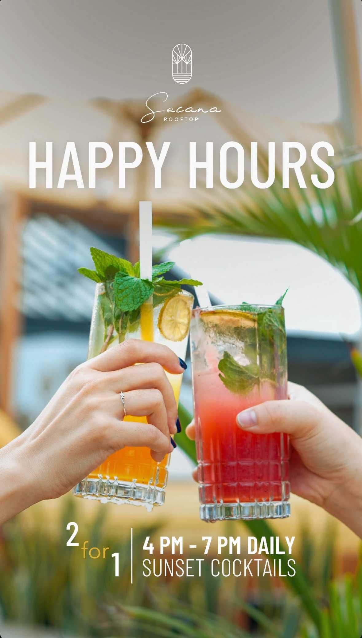 Happy Hour at Secana Rooftop, Daily 4-7pm